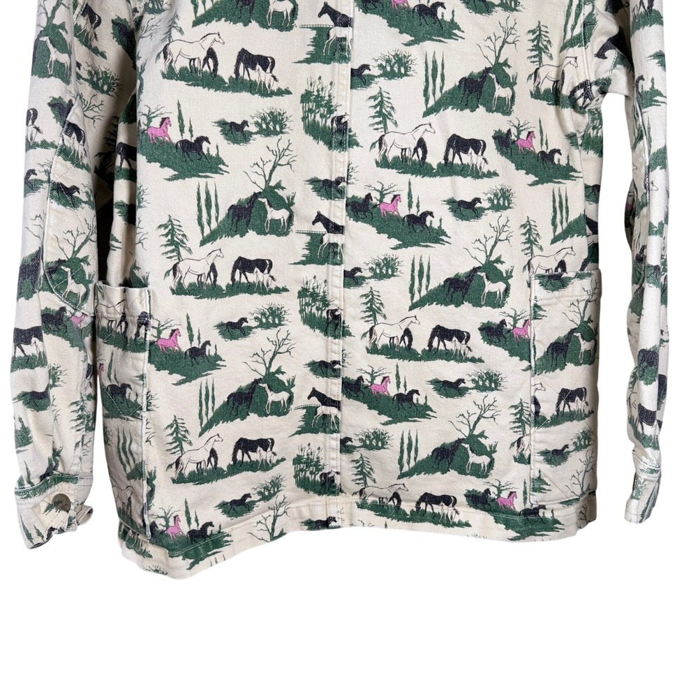 Rachel Antonoff Lizzie Denim Jean Jacket Horse Print Equestrian Size Small EUC - Picture 16 of 16